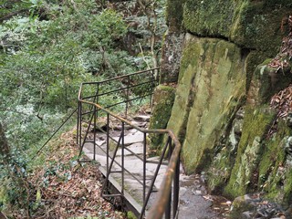 Fototapeta premium 険しい山道と手すり