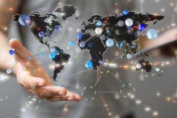 team work connection digital concept .