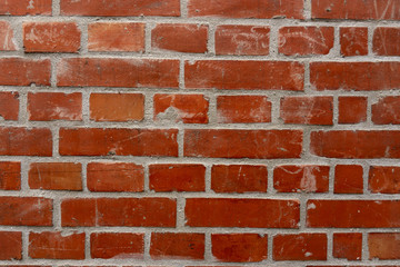 Wall of natural brown color clay brick on dirty background