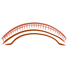 curved bridge with railing, brown pattern on a white background