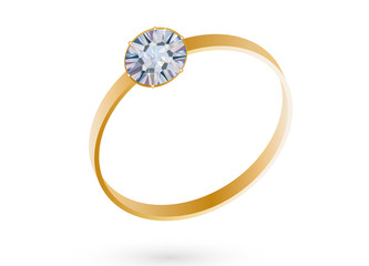 goldener Diamant Ring mit eingefasstem Stein