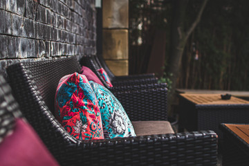 colourful seating area