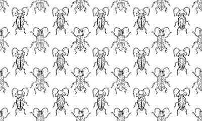 Danger Insect vector set. Web sign kit of line bugs. Beetle seamless pattern. Simple danger insect cartoon