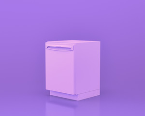 Dishwasher, Kitchen appliances in monochrome single pink purple color room, 3d rendering