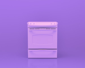 countertop stove oven,Kitchen appliances in monochrome single pink purple color room, 3d rendering