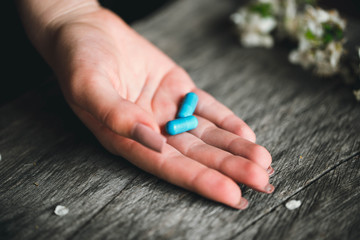 Pills. Coronavirus. Allergy. Helped. Background. Covid-19.