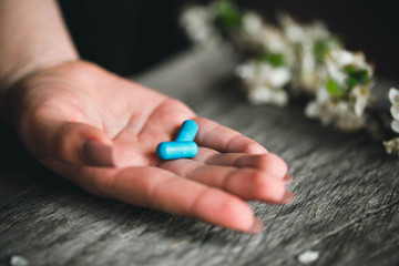 Pills. Coronavirus. Allergy. Helped. Background. Covid-19.