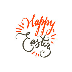 Happy Easter Handwritten wishes. Isolated vector lettering design for gift cards and invitations