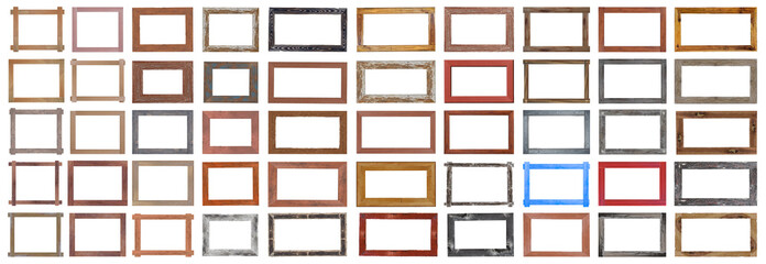 Collection of vintage frames isolated on white background with clipping path.