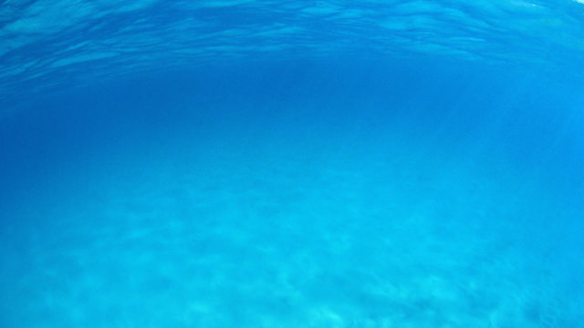 Underwater background photo in clear turquoise blue ocean 