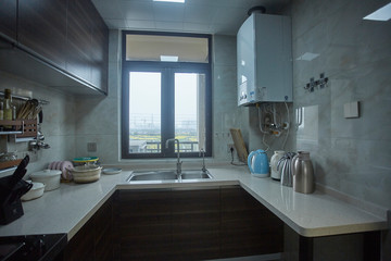 Fototapeta na wymiar Renovated kitchen in model home