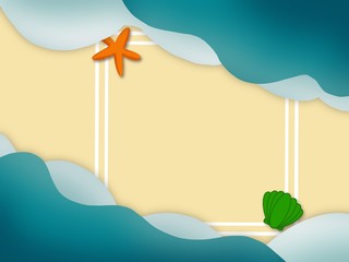 tropical beach background with starfish and shell.Background for summer promotion.