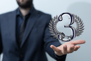 Three or 3  Years award Digital number award Anniversary 3d.