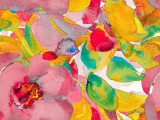 Watercolor leaves Seamless Pattern.