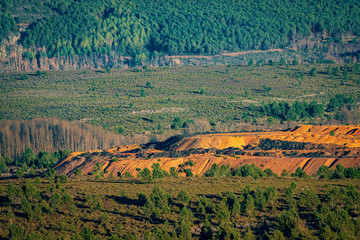 Fototapeta premium Slate mine in the wild with pine tree forest