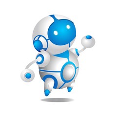 Standing Blue Robot gradient Illustration