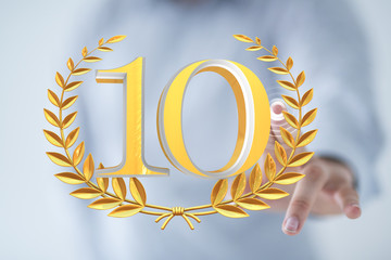 10 years anniversary celebration logotype with elegant celebration.