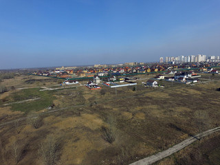Fototapeta na wymiar Aerial view of the saburb landscape (drone image).Near Kiev,Ukraine