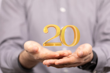 20 Digital number Years Anniversary 3d background.