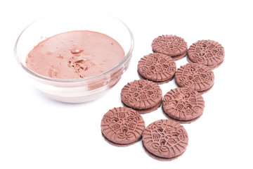 Obraz na płótnie Canvas Chocolate biscuits with chocolate spread 