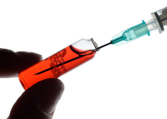Vial and Syringe, preparing for an injection of hydroxocobalamin
