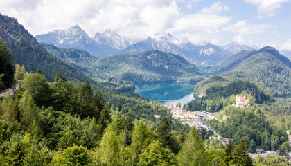 Fototapeta na wymiar Alpsee Hohenschwangau Bavarian alps Panorama view mood