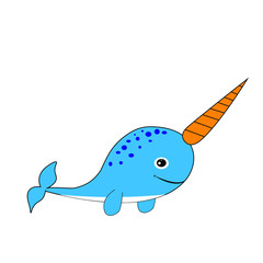cute narwhal cartoon illustration nursery decor