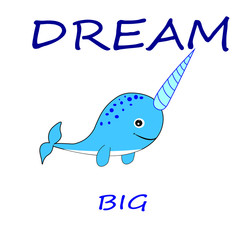 cute narwhal cartoon illustration nursery decor