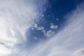 blue sky background with clouds and sun light 