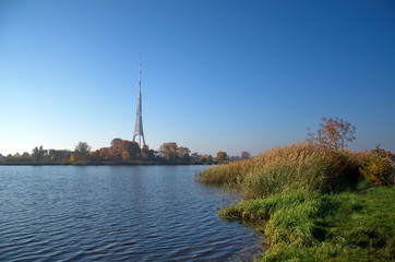 view of the TV tower from the river