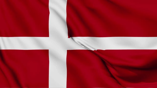 Denmark flag is waving 3D animation. Denmark flag waving in the wind. National flag of Denmark. flag seamless loop animation. 4K