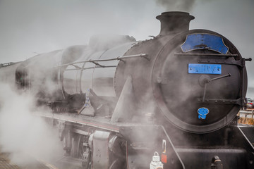 Old Scottish steam train and locomotive