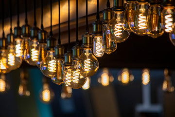 Edison lamps decoration of some luxury loft pub.