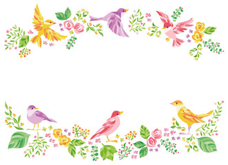 花　小鳥　フレーム