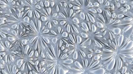 Abstract chrome flowers wall pattern. Chromium background