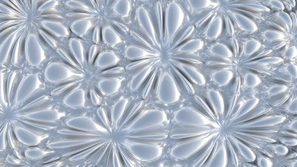 Abstract chrome flowers wall pattern. Chromium background