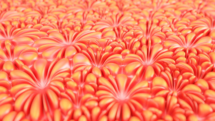 Abstract red flowers wall pattern. Red background