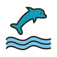 dolphin sea animal line and fill style icon