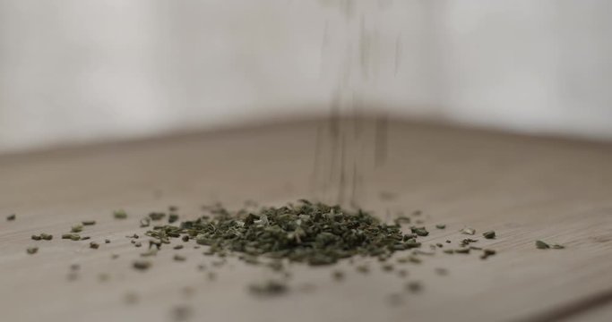 Spices on a chopping board