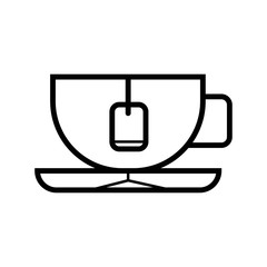 Cup with tea bag hand drawn outline doodle icon