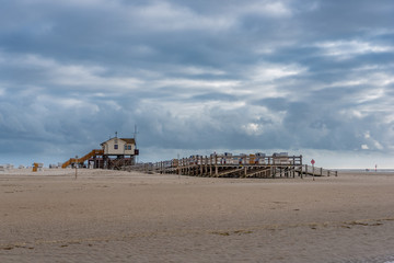 Stilt houses on the beach of St Peter-Ording