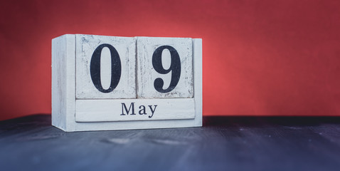 May 9 - May 9th - Beautiful spring - the most positive season of the year - White blocks with date...