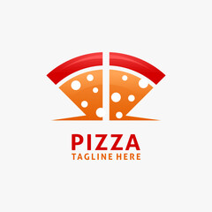 Triangle pizza slices logo design 
