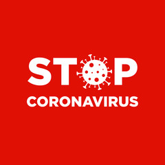 Stop coronavirus typography design with icon