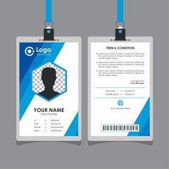 Simple Clean Blue Line Id Card Design, Professional Identity Card Template Vector for Employee and Others