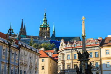 Fototapeta na wymiar View of Prague Castle from Mala Strana neighborhood