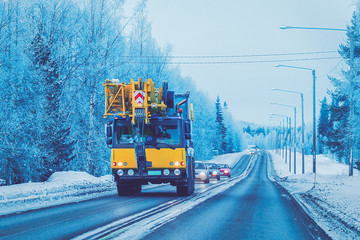 Truck in Lapland Snow Winter Road