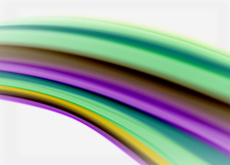 Wave lines abstract background, smooth silk design with rainbow style colors. Liquid fluid color waves. Vector Illustration