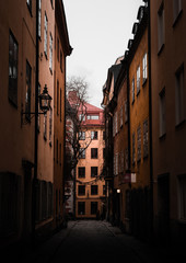 Fototapeta na wymiar Small street in Stockholms old town
