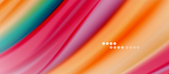 Wave lines abstract background, smooth silk design with rainbow style colors. Liquid fluid color waves. Vector Illustration